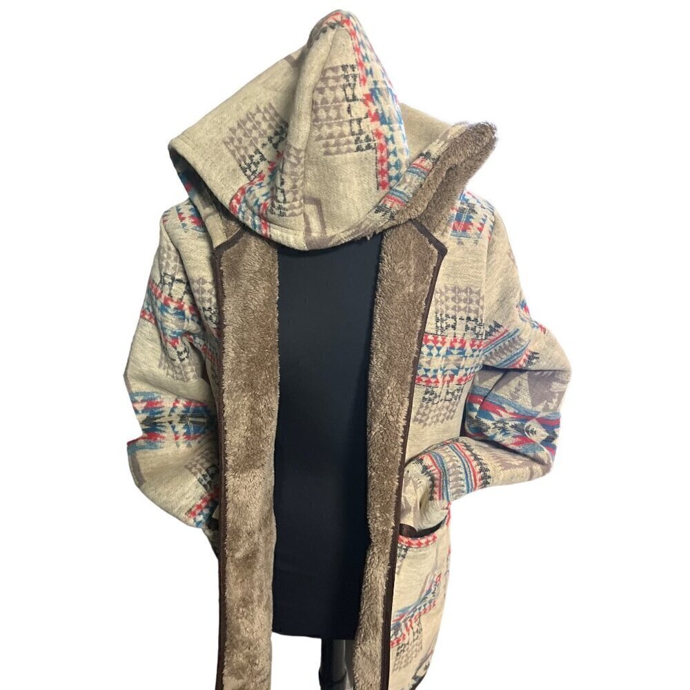 NWT MEDIUM SHERPA OPEN CLOSURE COAT WESTERN HOODIE